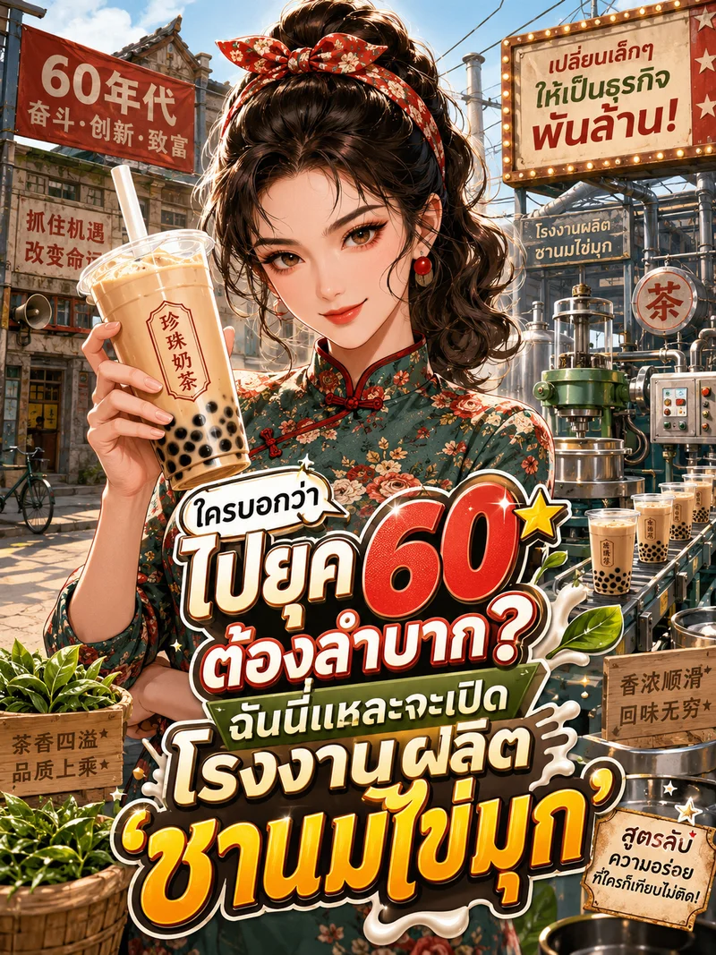 ใครบอกว่าไปยุค 60 ต้องลำบาก? ฉันนี่แหละจะเปิดโรงงานผลิต 'ชานมไข่มุก'